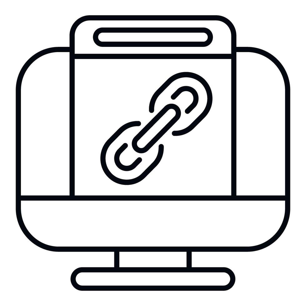 Computer monitor displaying a chain link icon vector