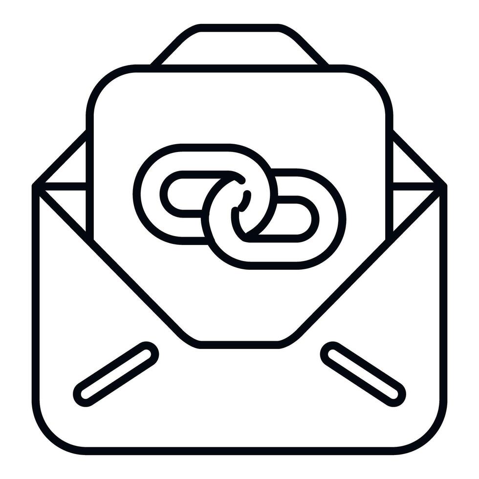Email envelope displaying chain link attachment icon vector