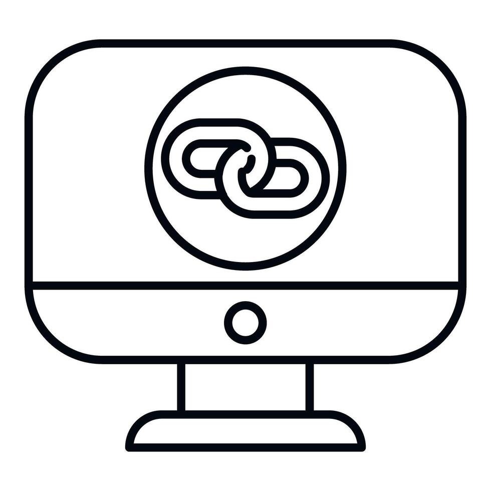 computadora monitor mostrando vínculo de retroceso cadena icono para seo vector