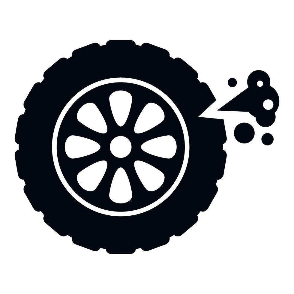 Tire blowing out with a puncture problem icon vector