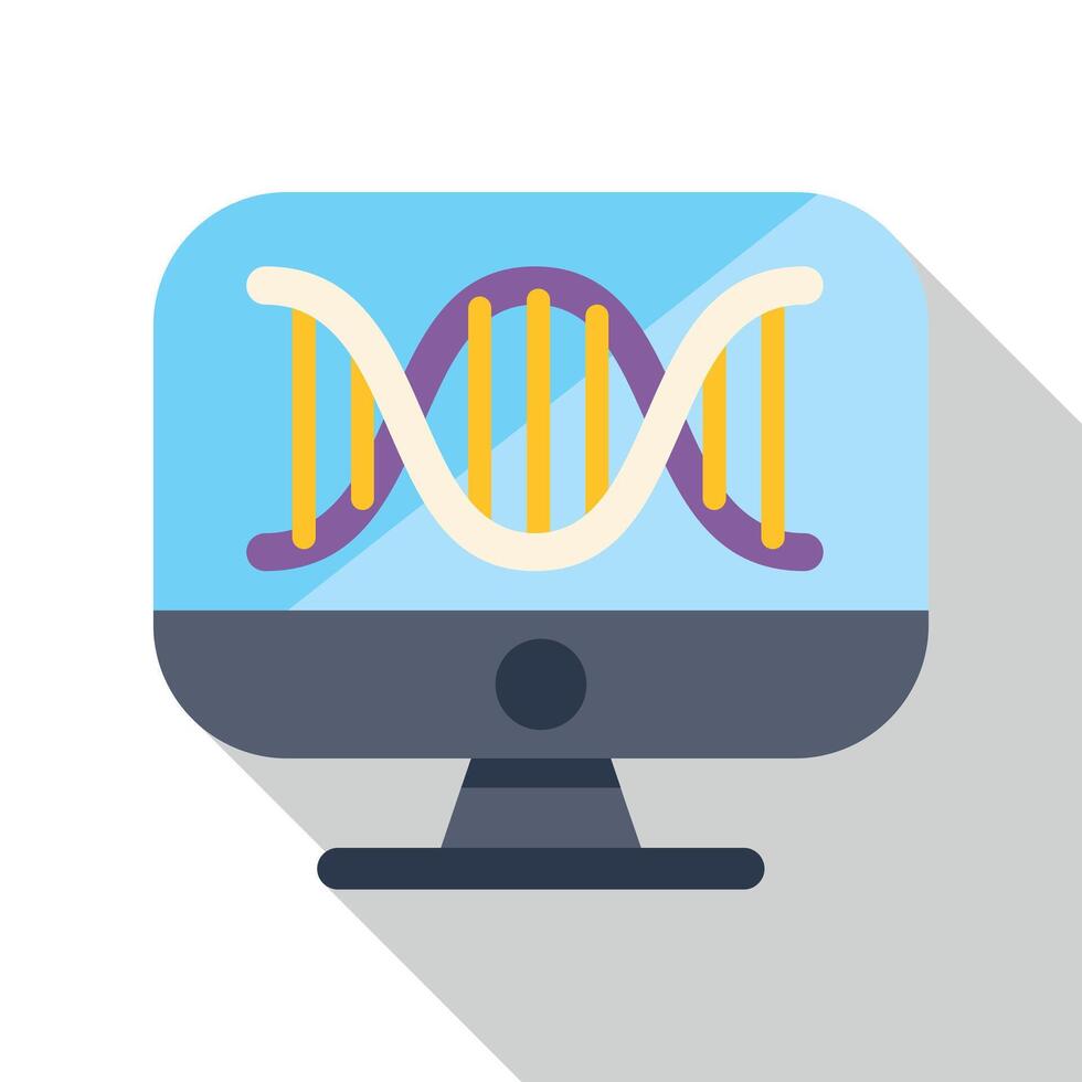 computadora monitor mostrando adn investigación y genético datos vector
