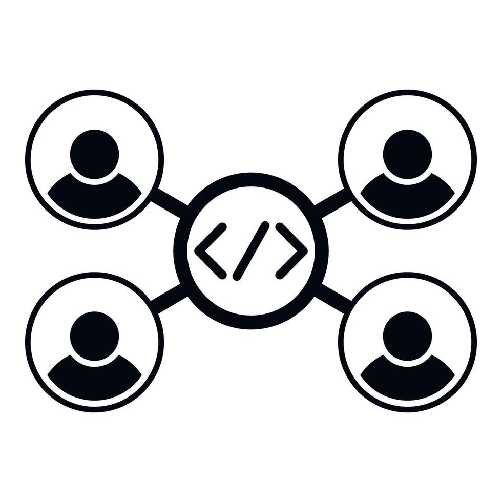 software desarrollo equipo colaborando en programación red vector