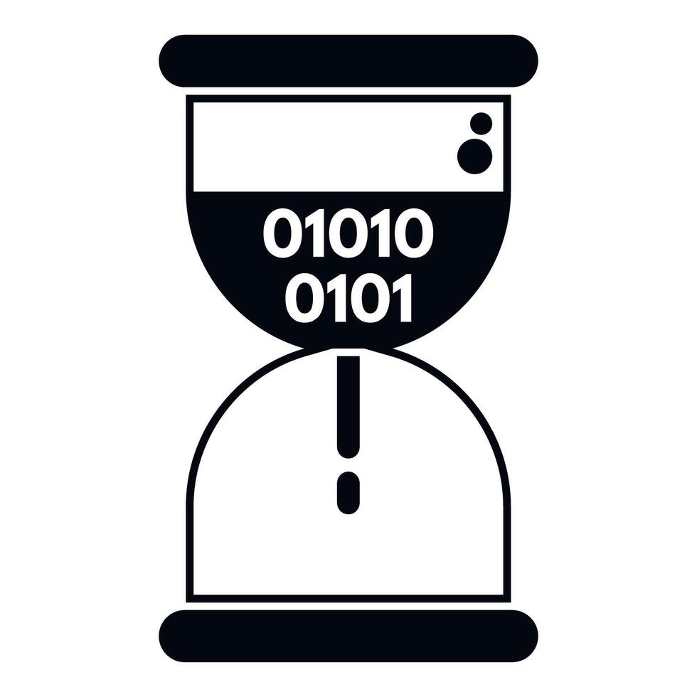 Hourglass with binary code symbolizing digital data time vector