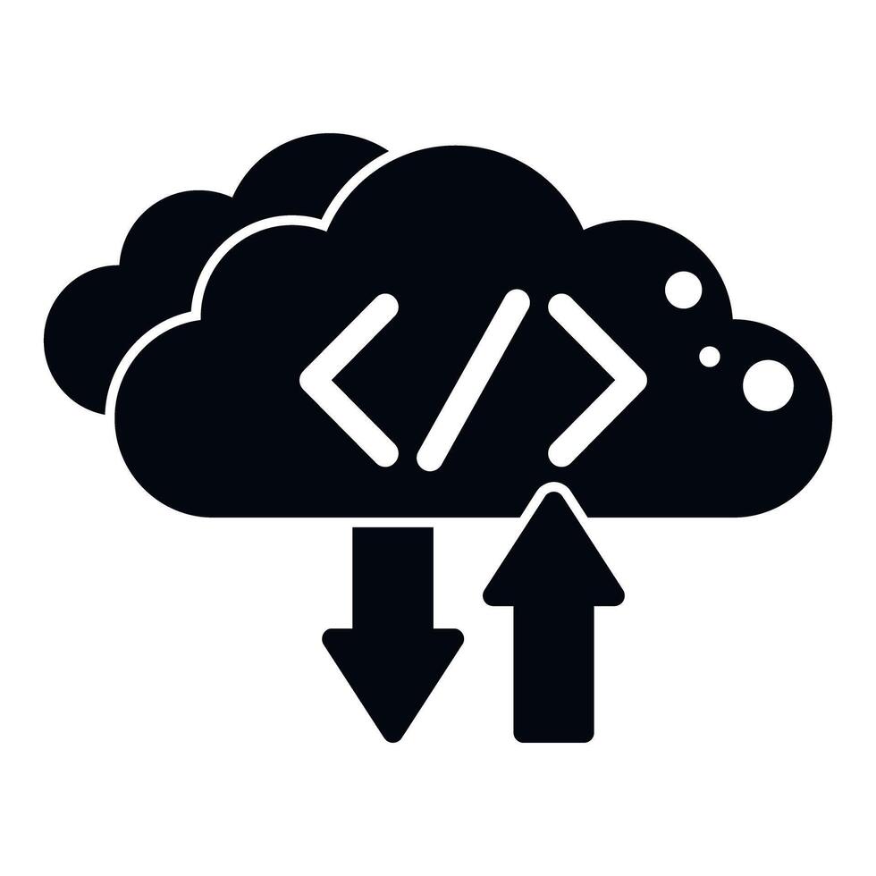 Cloud computing code transfer with upload download arrows vector