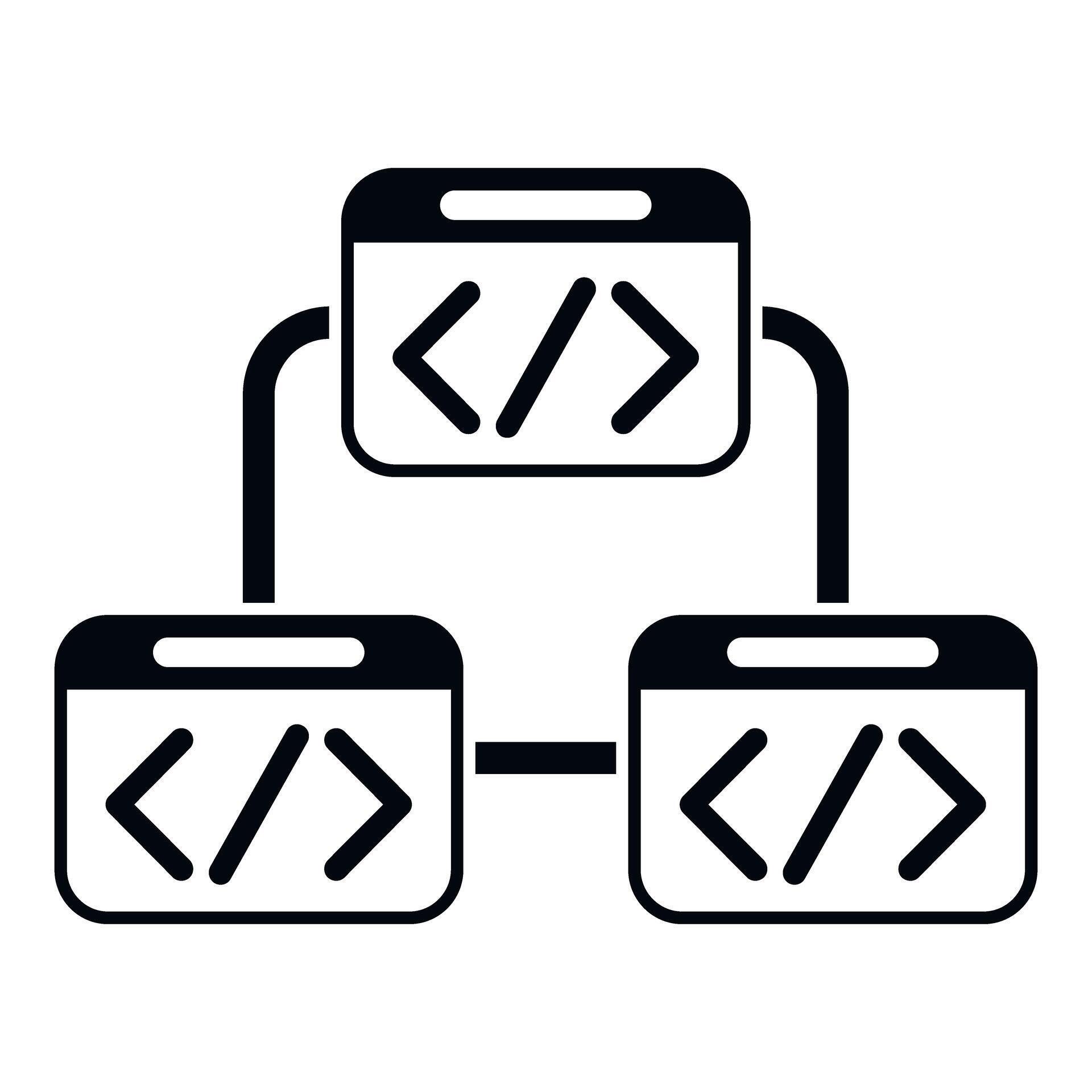 Code structure displaying web development programming network icons ...