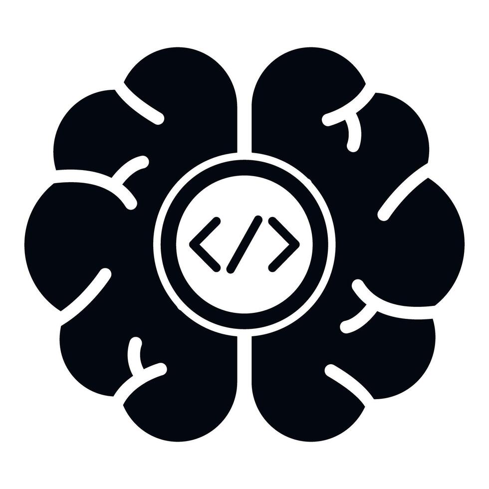 cerebro con código símbolo demostración ai programación y lógica vector