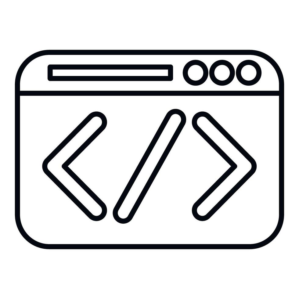 Browser window displaying web development coding symbol vector