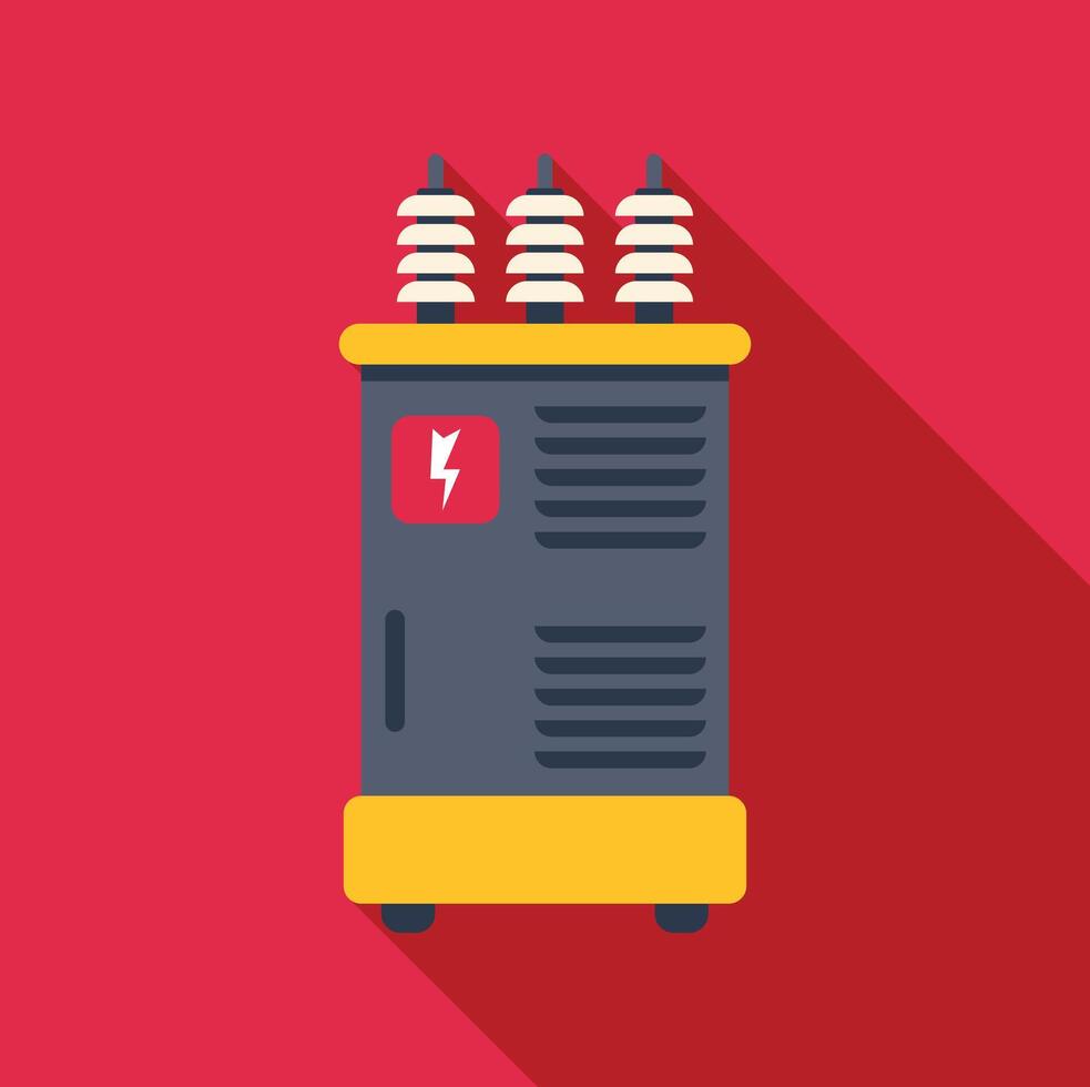 Electricity transformer icon generating power on red background vector