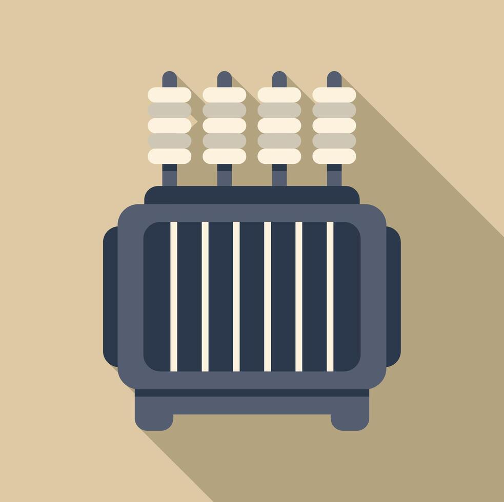 Electrical power transformer sending energy in flat design vector