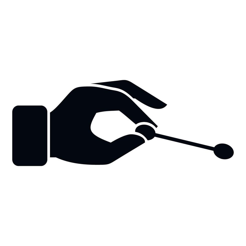 Hand holding small stick object with precision gesture vector