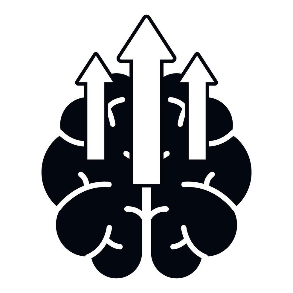 Brain icon with arrows showing growth and development vector