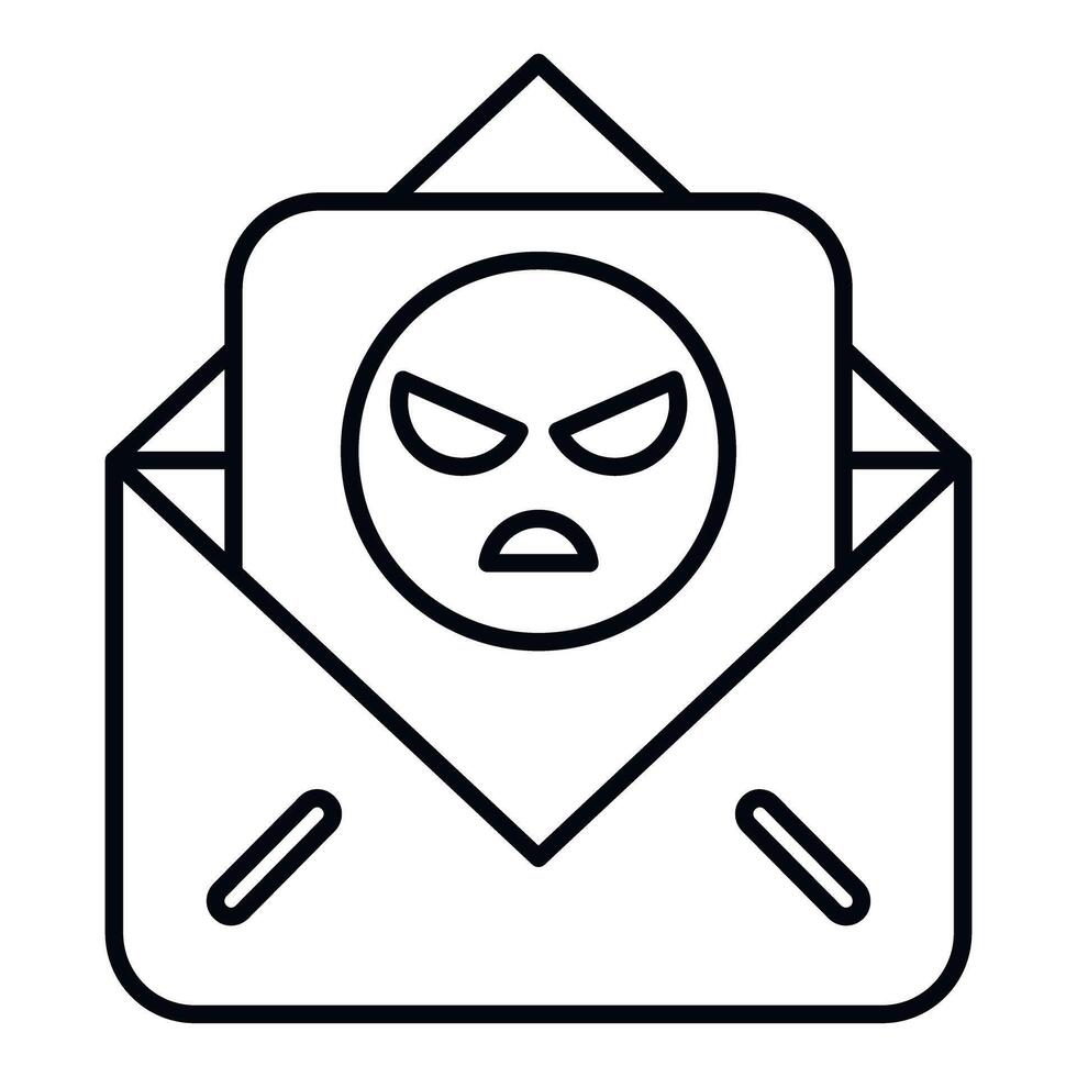 Hate mail notification showing angry emoji message vector