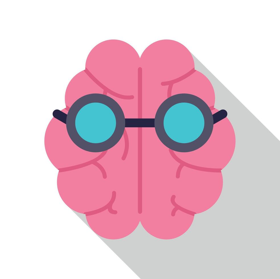 Brain with glasses symbolizing intelligence and knowledge vector