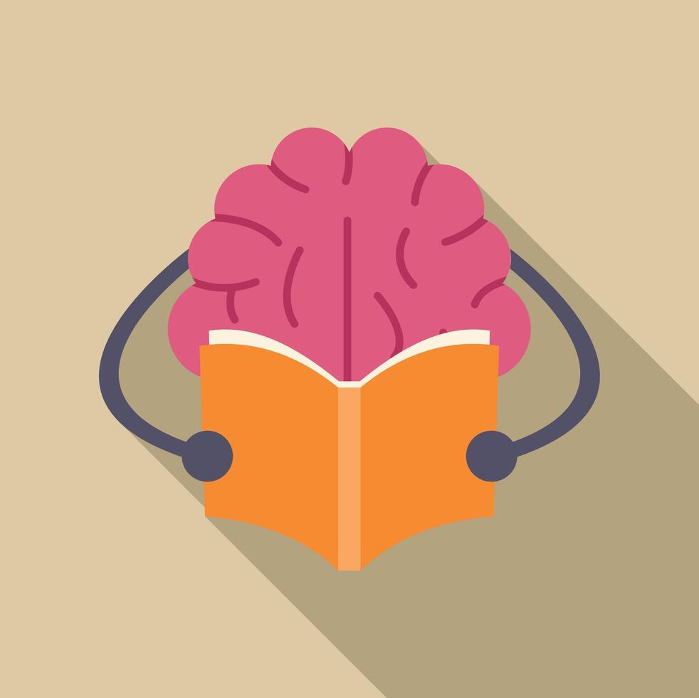 Brain reading book increasing knowledge and learning vector