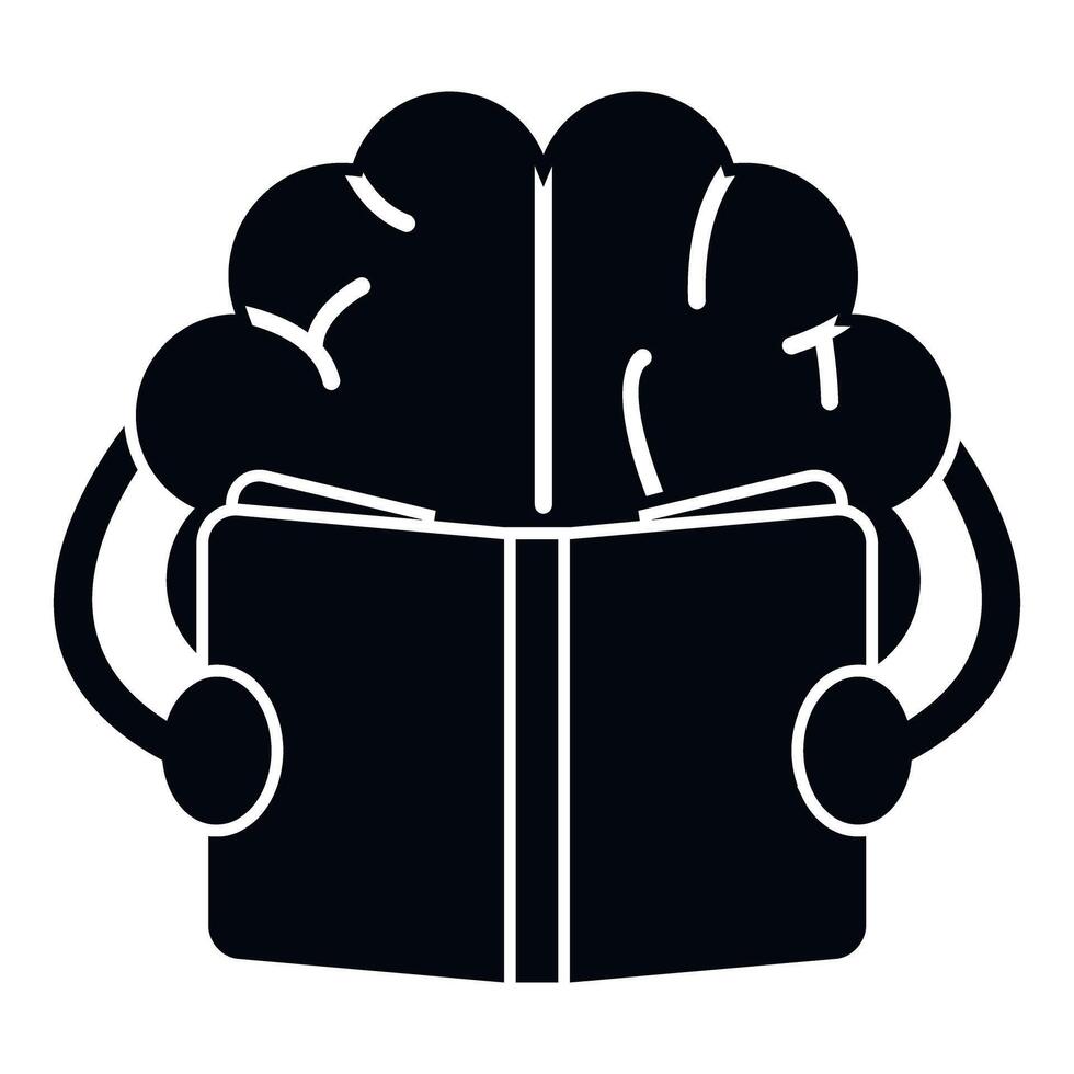 Brain character reading book increasing knowledge and learning vector