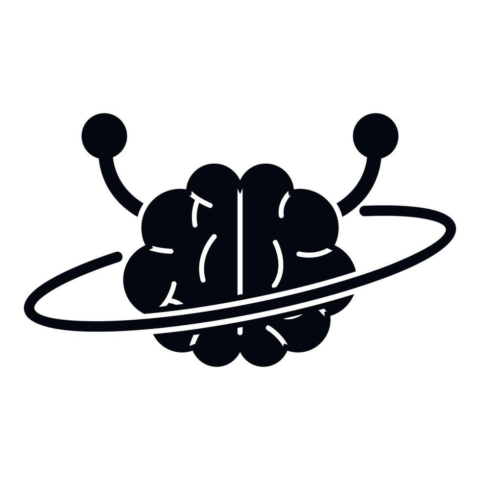 Brain with orbiting elements representing artificial intelligence vector