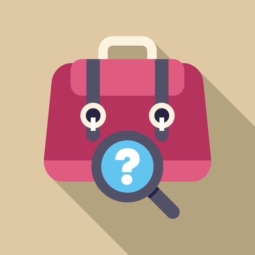 Briefcase with magnifying glass and question mark searching vector