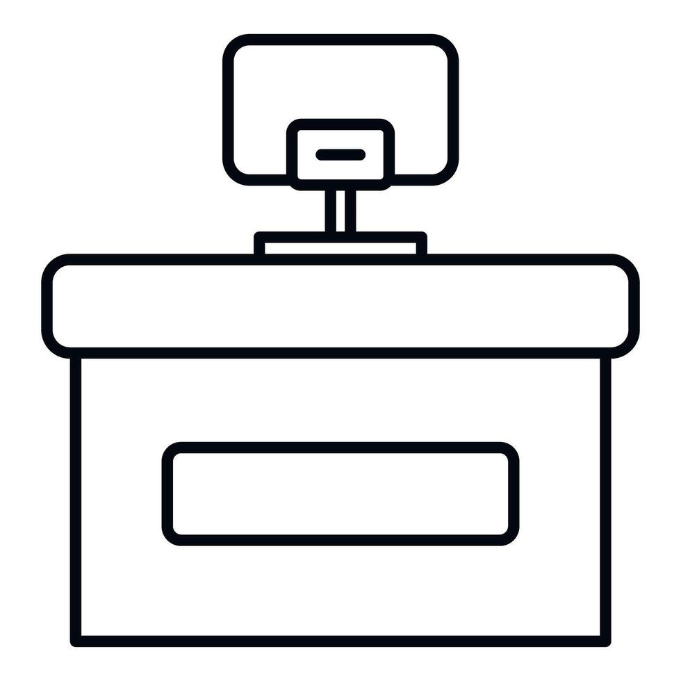 Reception desk counter with computer icon design vector