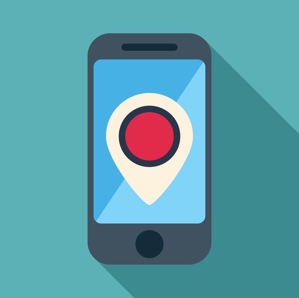 Smartphone displaying location pin for gps navigation vector