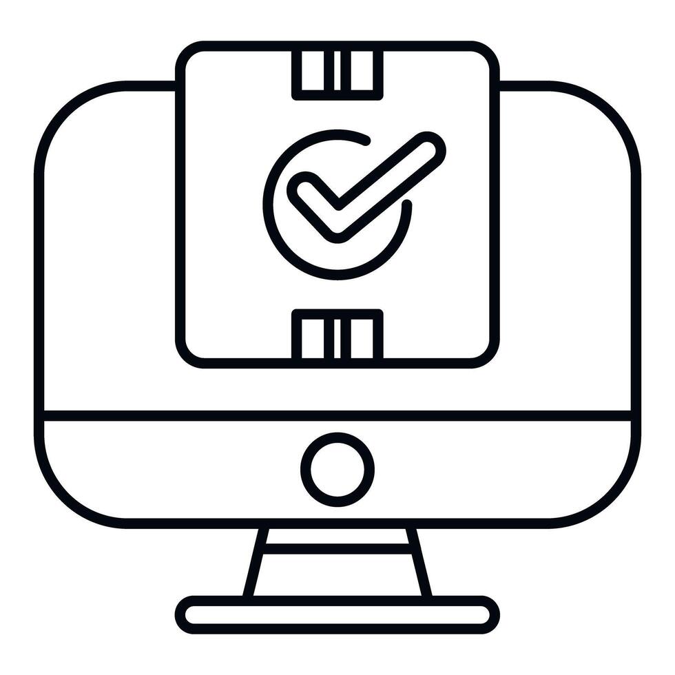 Computer screen showing confirmed online order package vector