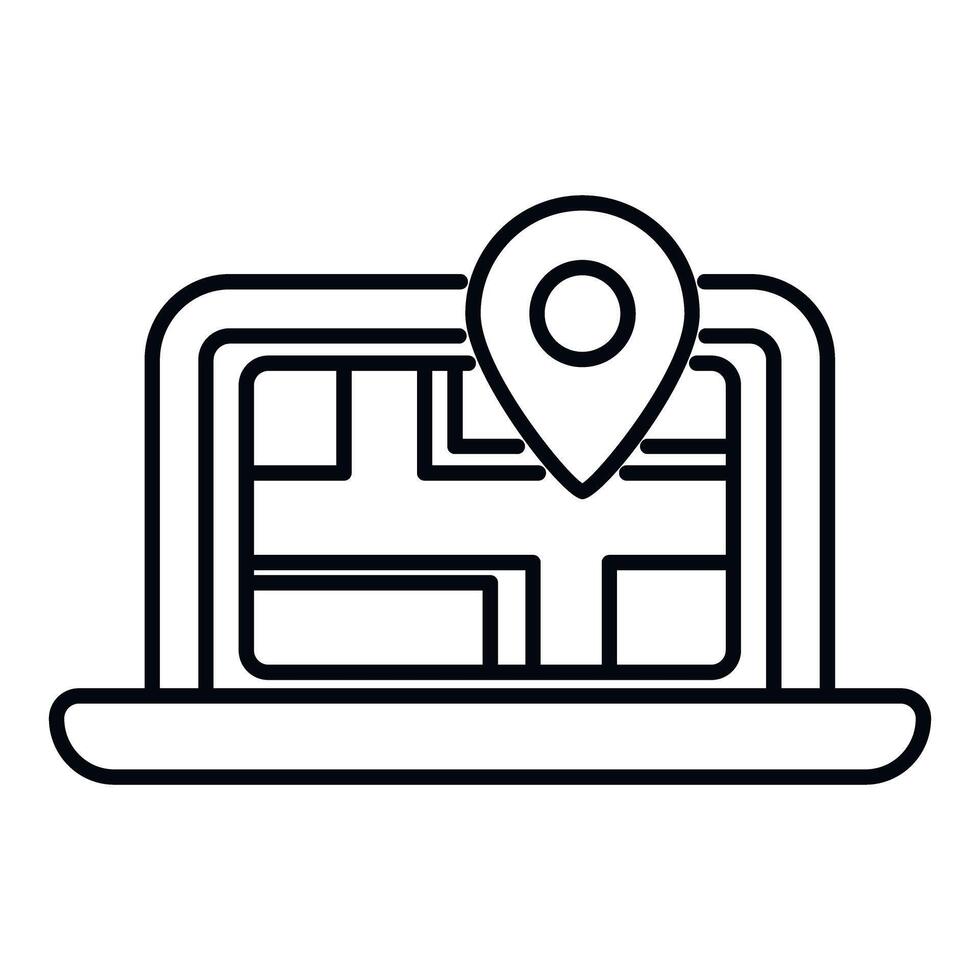 Laptop displaying map with location pin icon vector