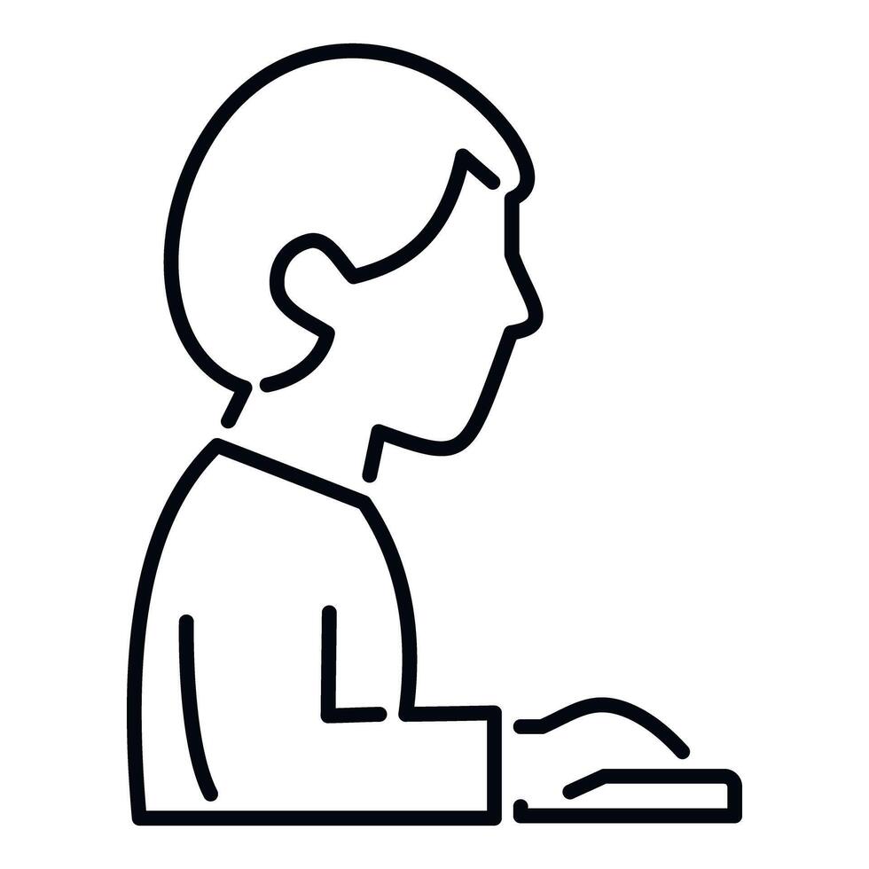 Person using computer, working and studying online vector
