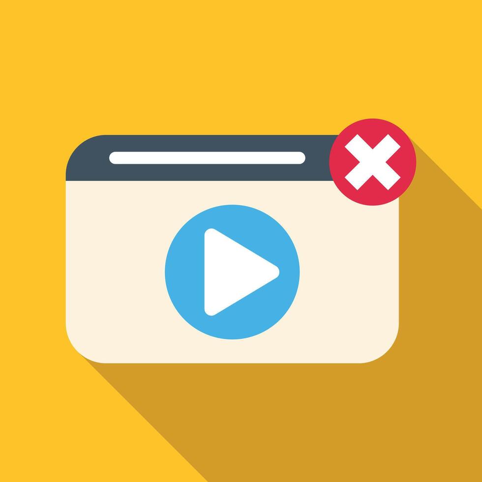 Browser window with player and close icon vector