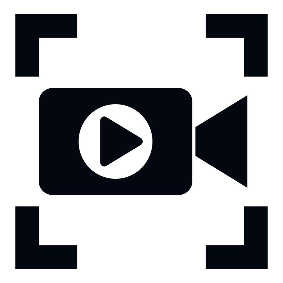 camera with play button recording content icon vector