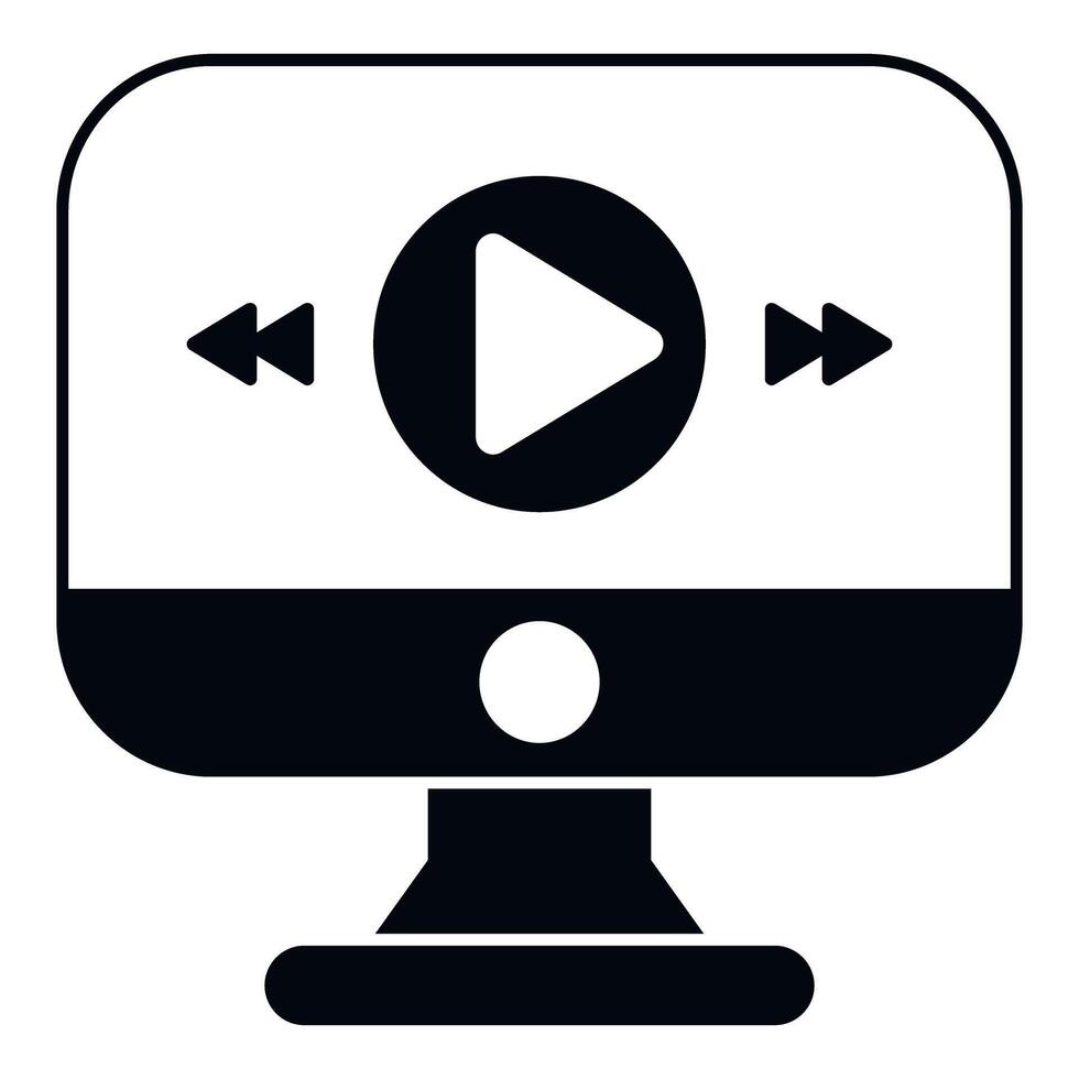 Computer monitor displaying player icon online streaming vector