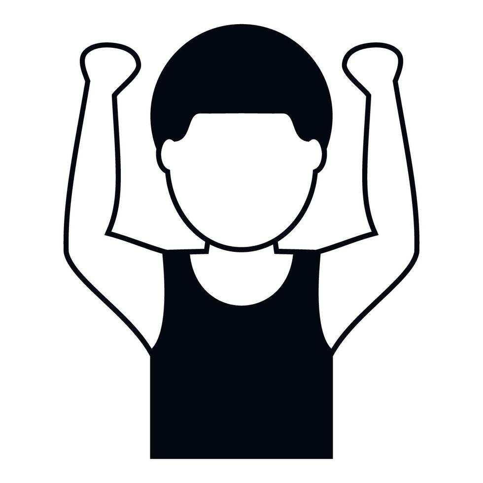 Man flexing arm muscles showing strength icon vector