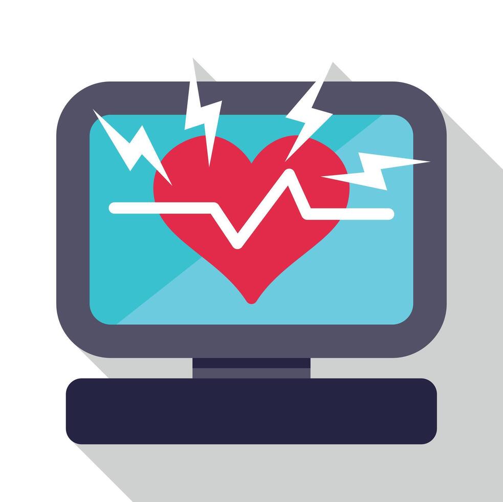 Heart monitor displaying electrocardiogram line with lightning vector