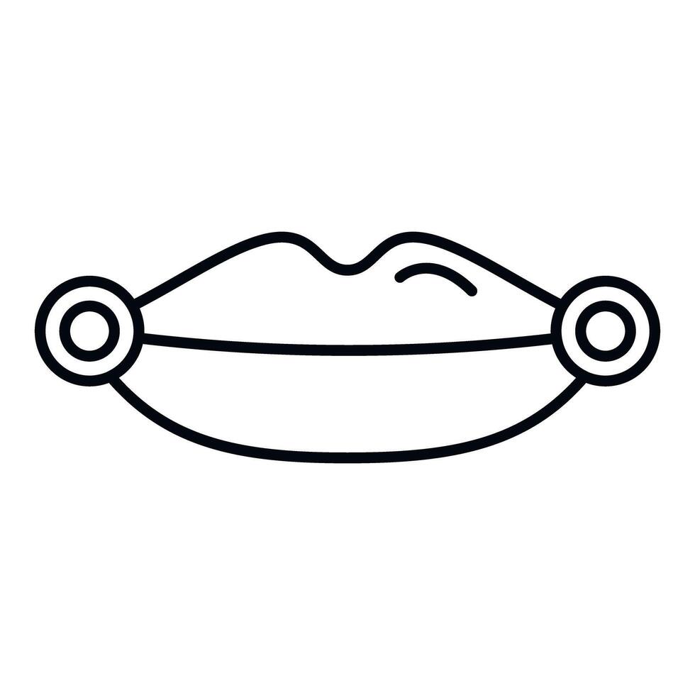 Lips with snake bites piercing outline icon vector