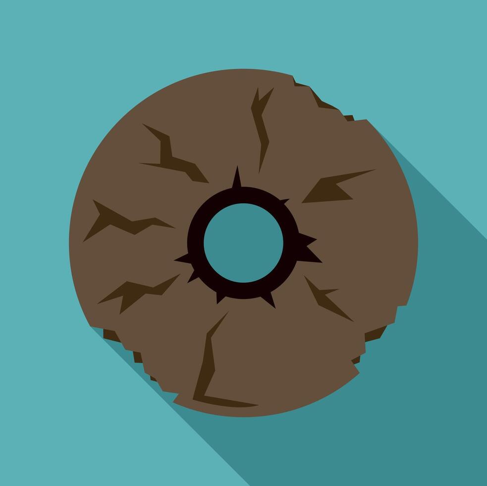 Ancient stone wheel representing primitive invention and progress vector