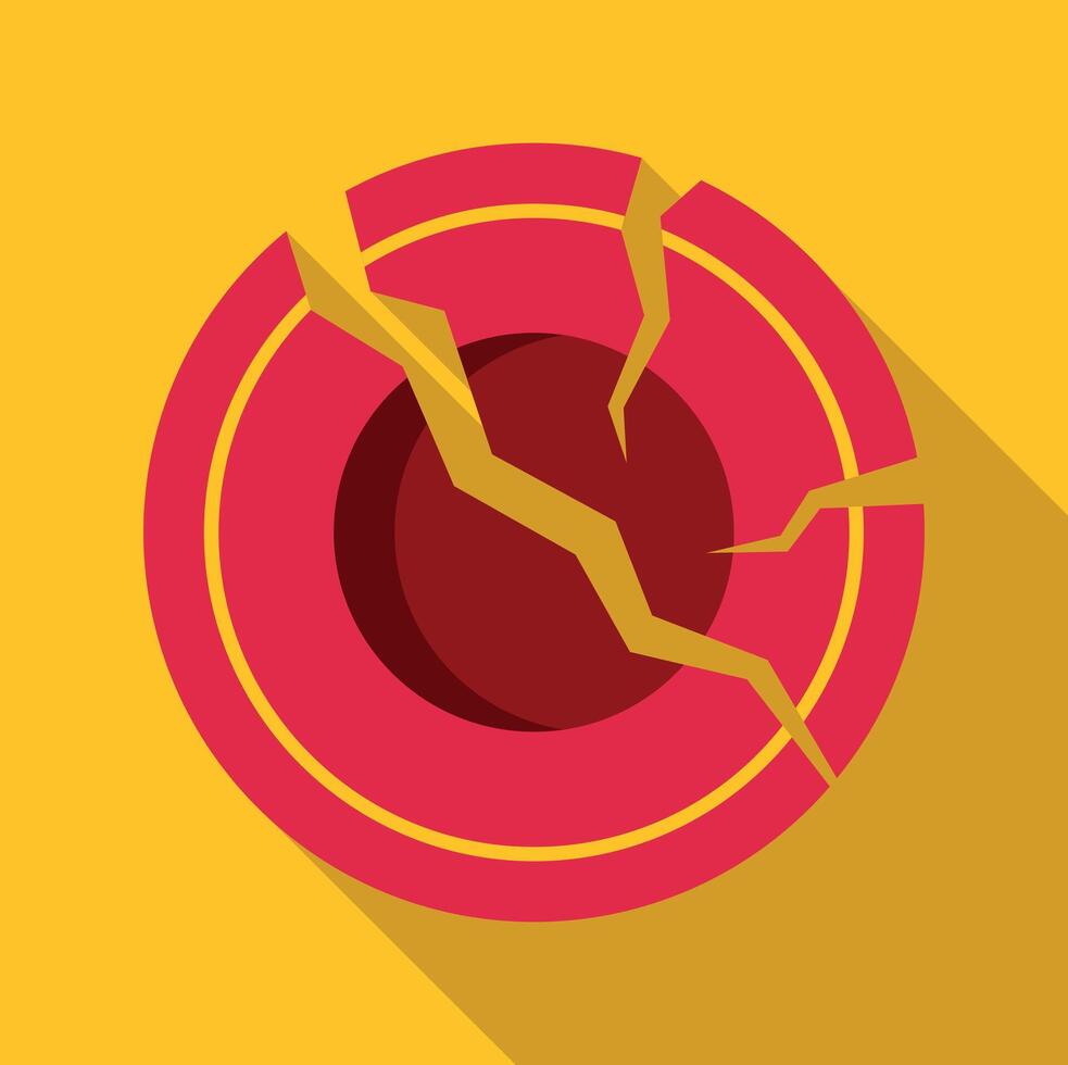 Red circle design cracking representing earthquake epicenter vector