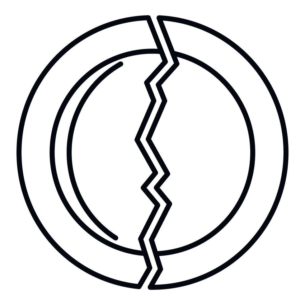 Broken plate icon showing failure and damage vector