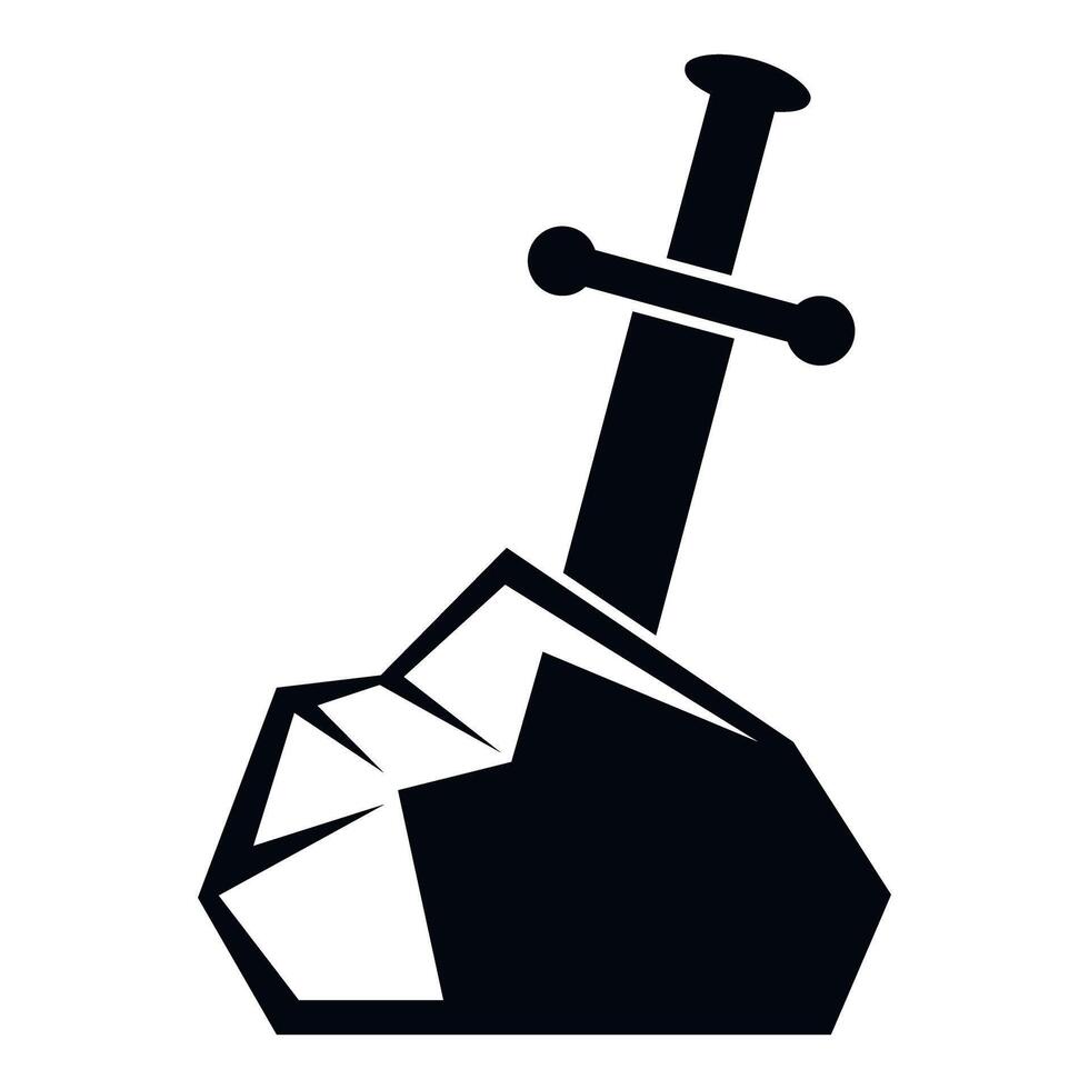 Sword of destiny embedded in a rock symbol vector