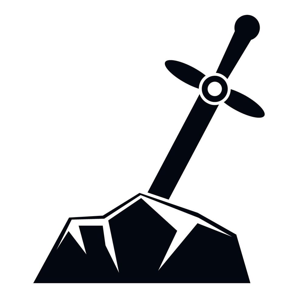 Sword in stone symbolizing challenge and legend vector