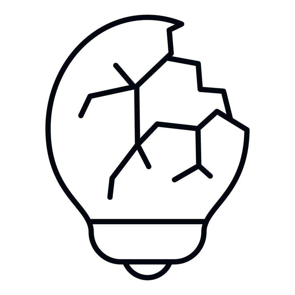 Broken light bulb representing failed idea or problem vector