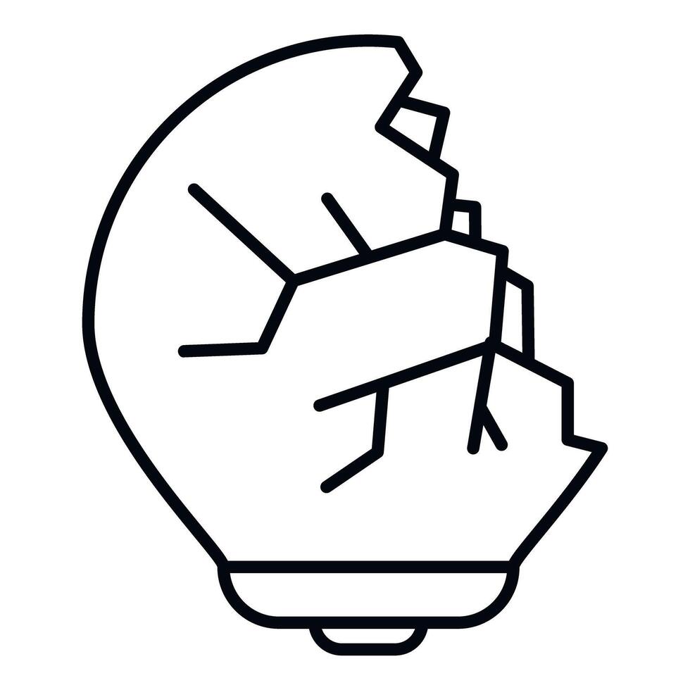 Broken lightbulb outline icon representing a failed idea vector