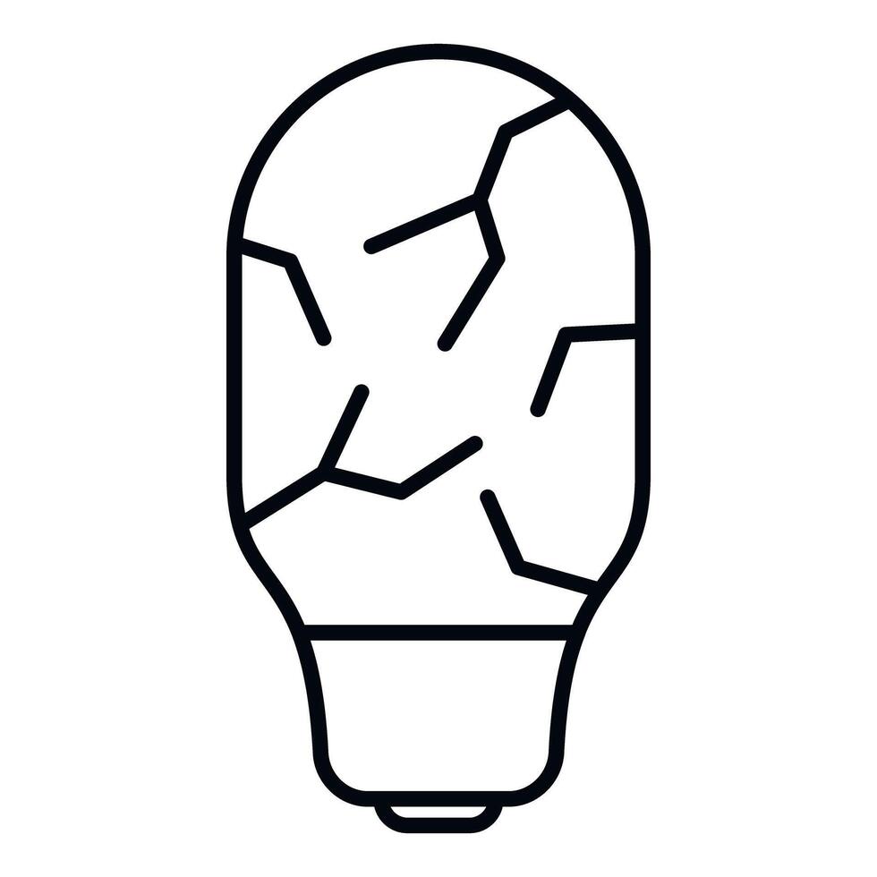 Broken light bulb outline icon representing failed idea vector