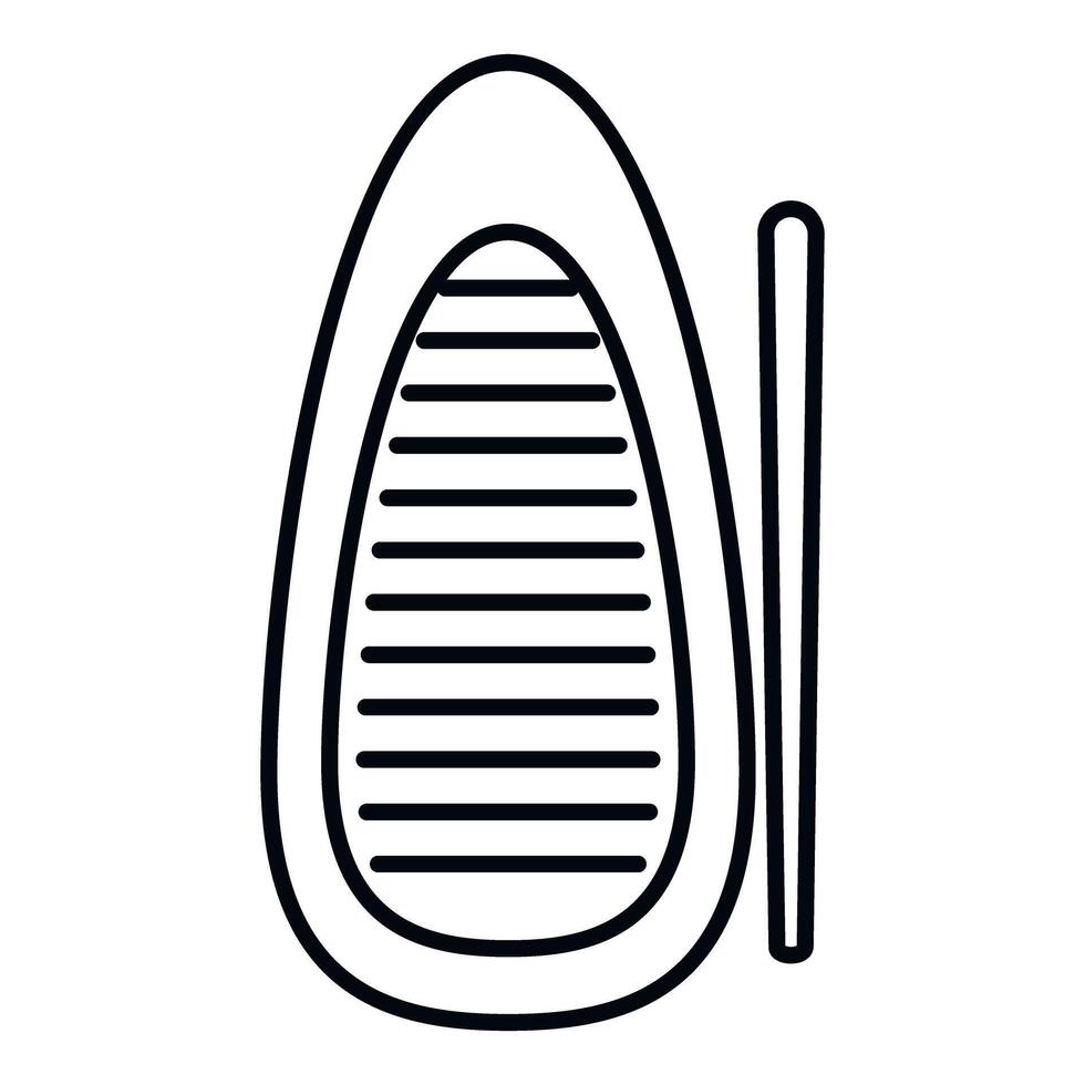 Inflatable dinghy with oar top view line art vector