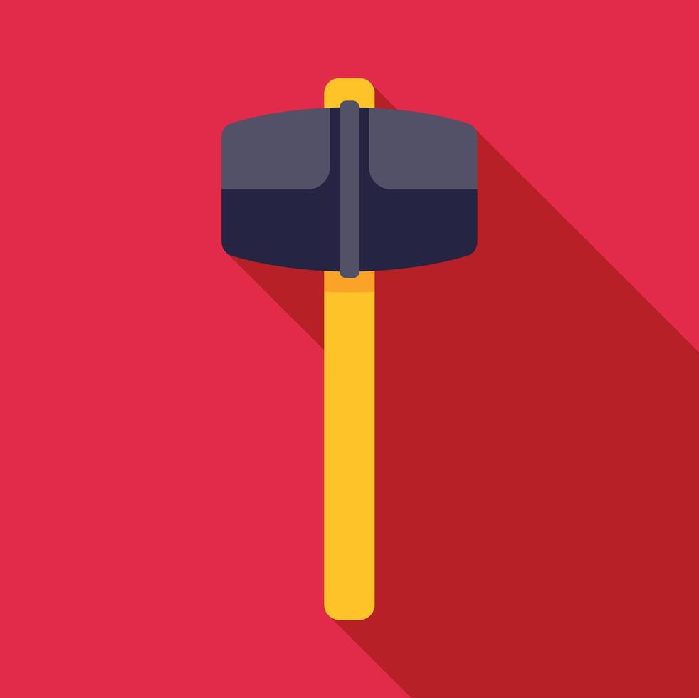 Sledgehammer tool flat icon on red background vector