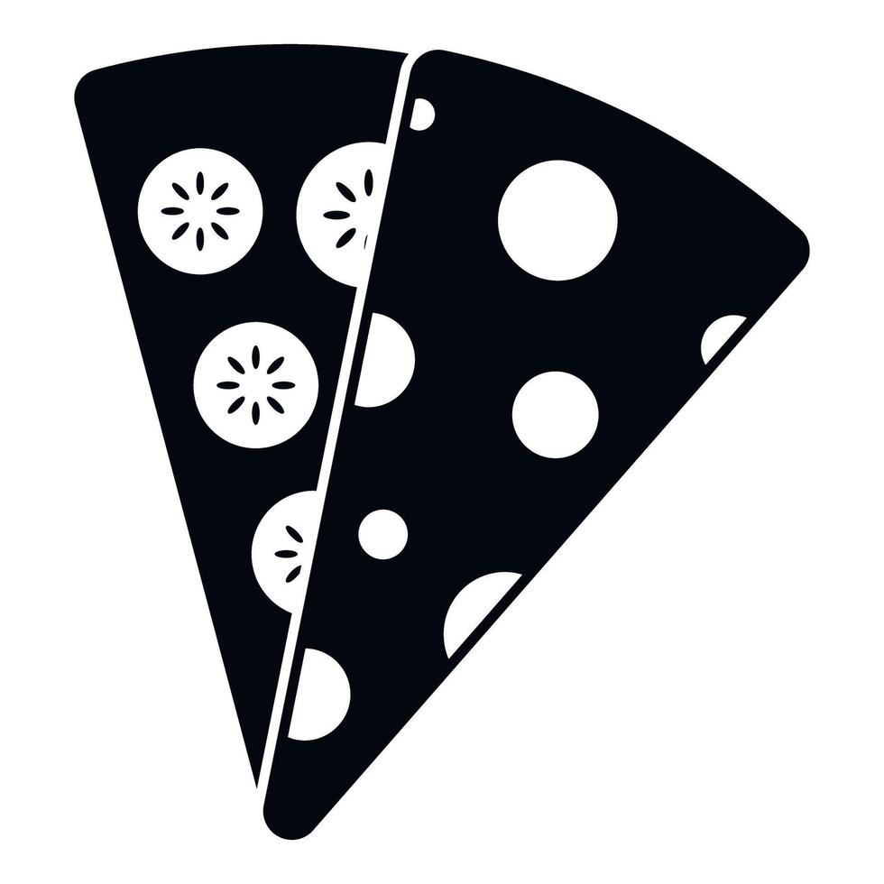 Pizza slices with various toppings icon vector