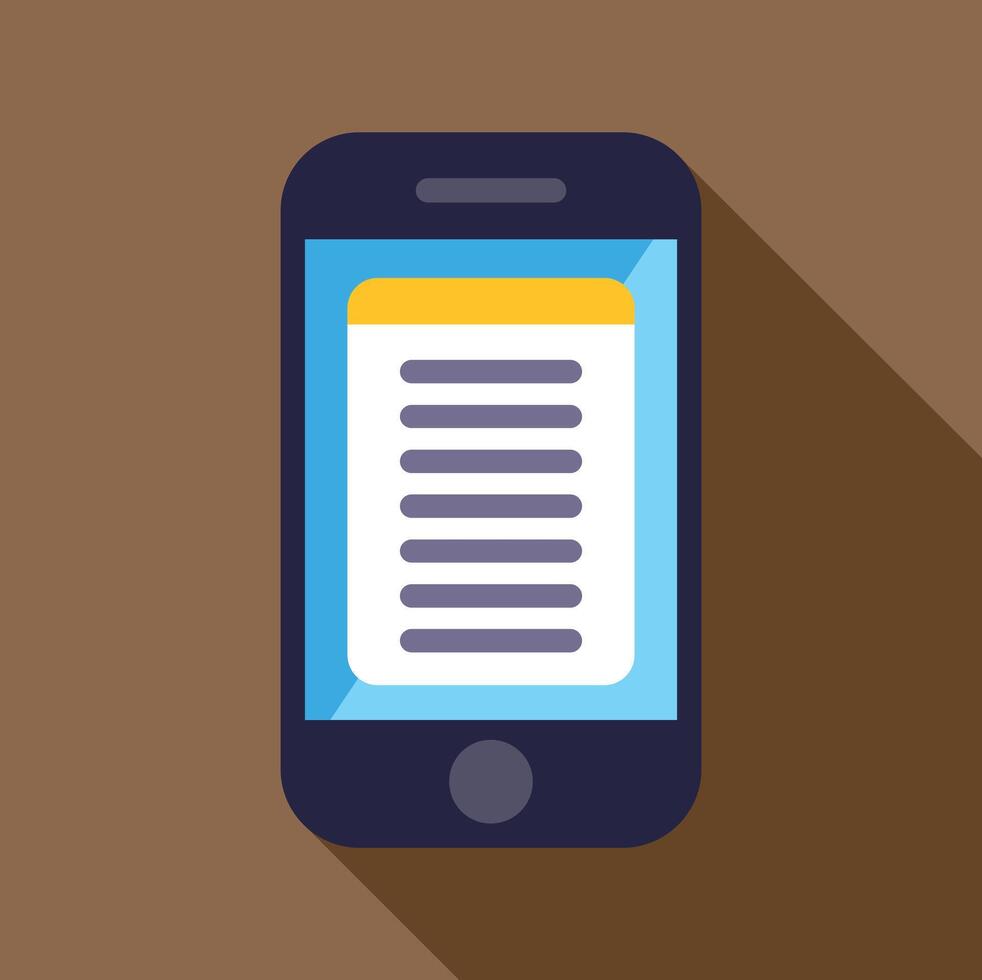 Smartphone displaying digital notes or document content vector