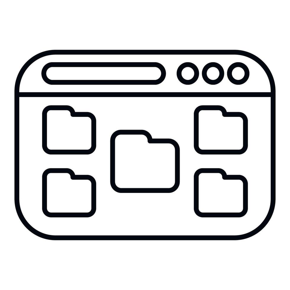 File explorer window showing folders for data organization vector