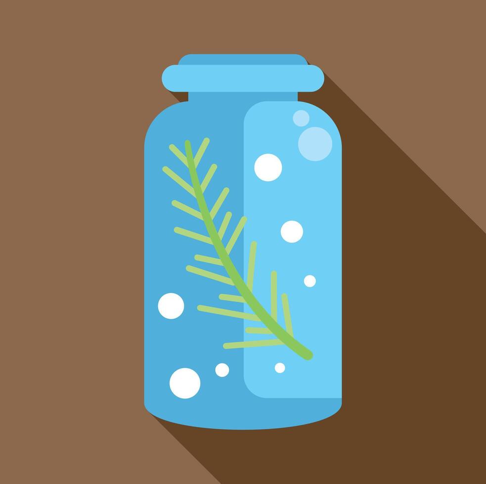 Glass bottle with pine tree branch floating inside vector