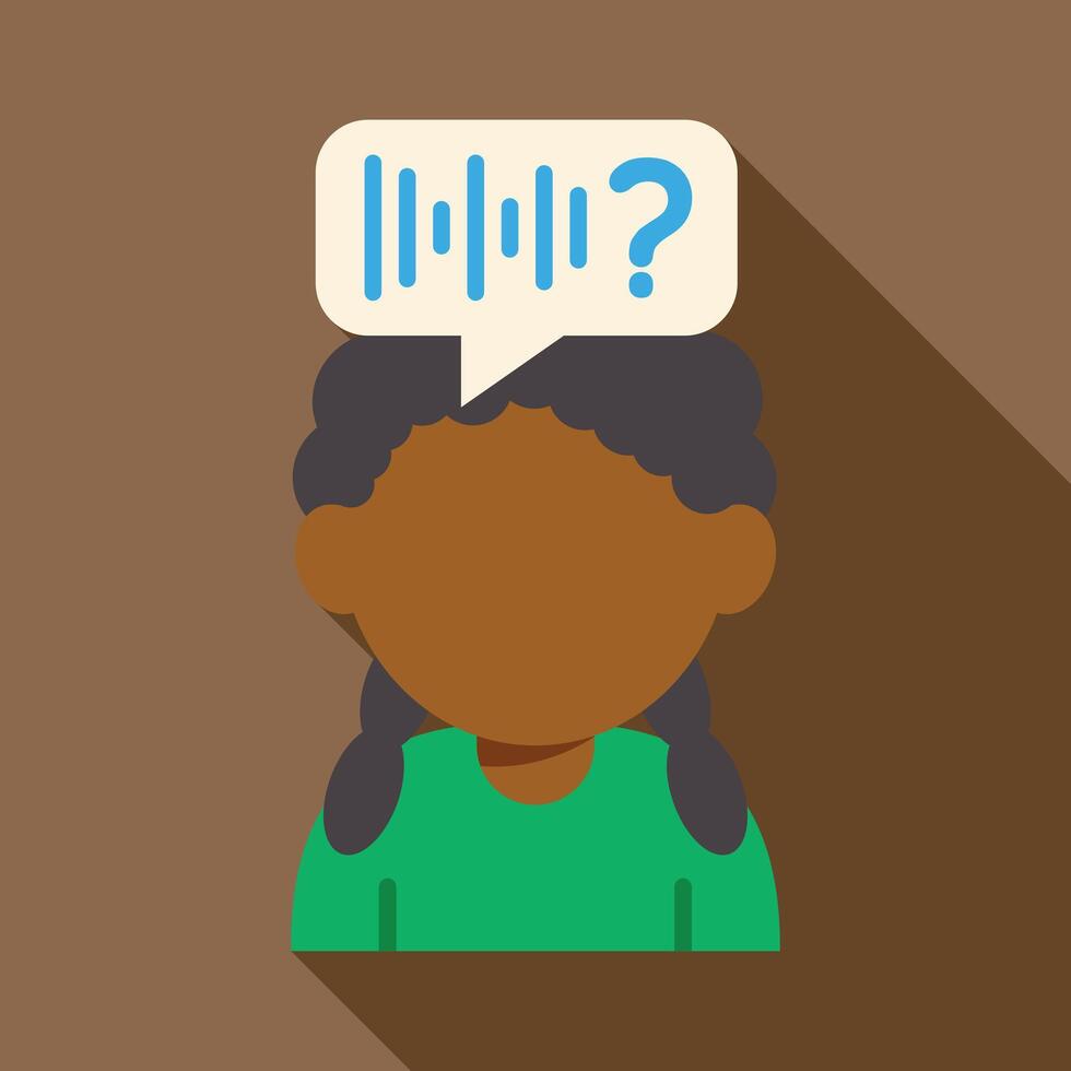 Person thinking about voice commands or audio input vector