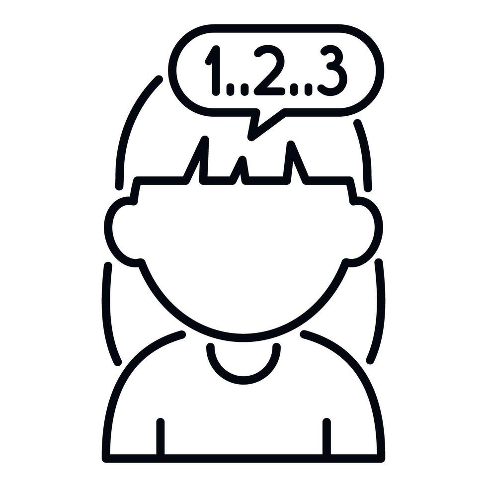 Child counting numbers in speech bubble icon vector