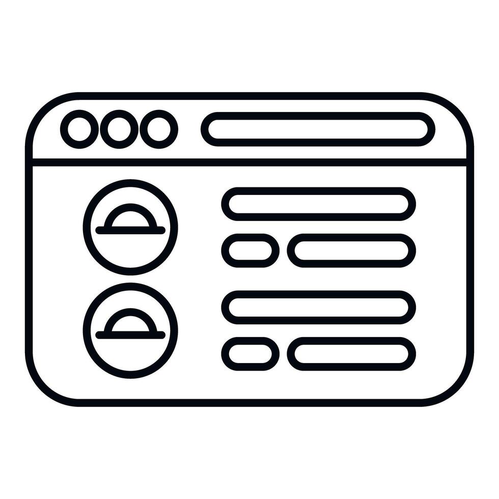 web navegador interfaz mostrando en línea contenido diseño vector