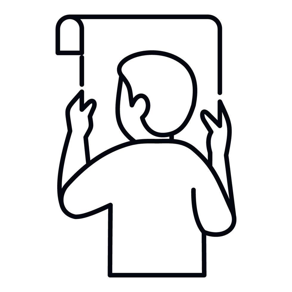 Man viewing architectural blueprint plan for project development vector